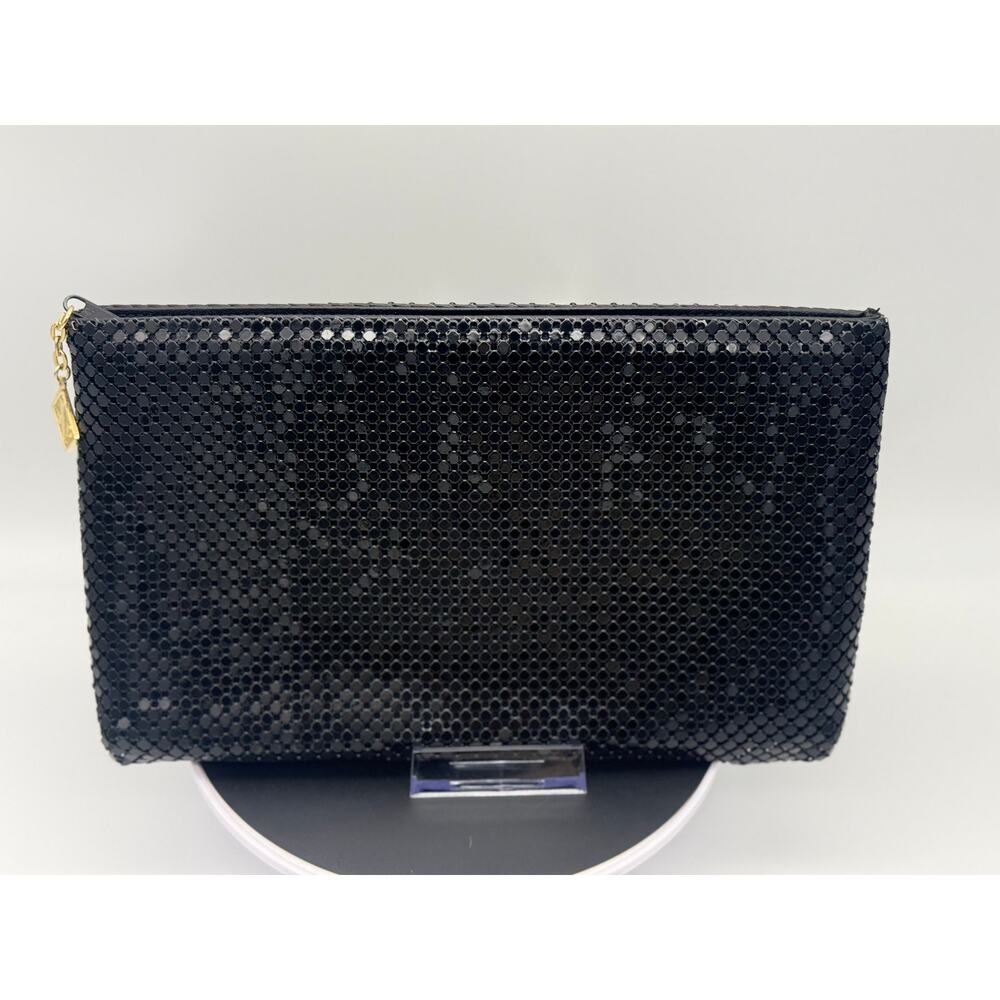 Vintage 1980s Whiting & Davis Black Mesh Clutch